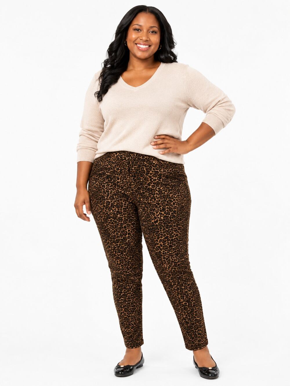 Who What Wear Women’s 12 Leopard Print Slim Pull-On Pants Rayon Blend EUC